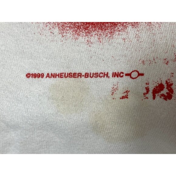 Vintage Budweiser Logo STAINED Anheuser Busch L/XL white t-shirt SEE PICS - Picture 5 of 8